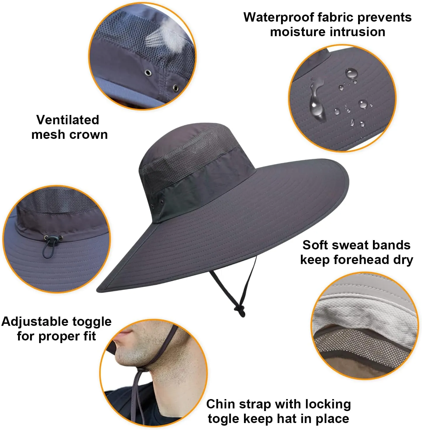 Wide Brim Sun Hat for Men Women UV Protection Ventilated Summer Hats for Fishing Hiking Garden Beach