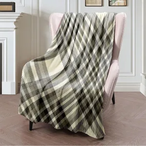 Winter Flannel Throw Blanket for Women Stripe Plaid Print Check Pattern Classic Gingham Grey Taupe Pale Mens Trend in Textures Scottish Blanket for Couch, Plush Cozy Reversible Bed Blanket 60x80