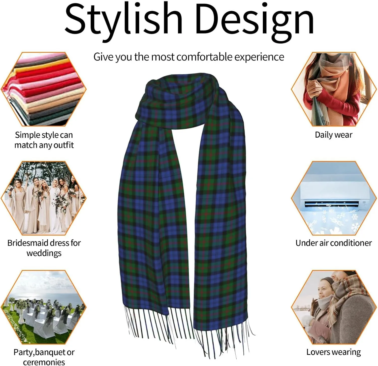 Winter Warm Wrap Shawl Ancient Tartan Of The Scottish Clan Shaw Print Scarves Blanket Scarf For Women Men