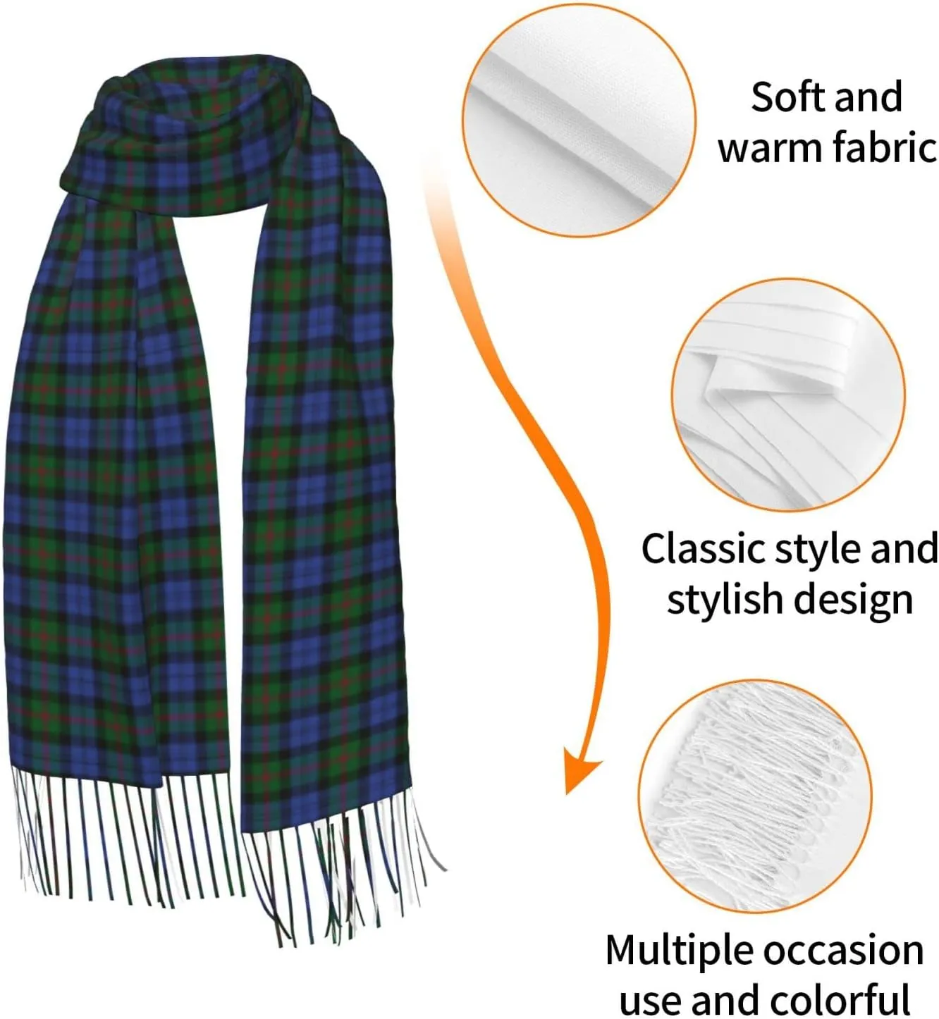 Winter Warm Wrap Shawl Ancient Tartan Of The Scottish Clan Shaw Print Scarves Blanket Scarf For Women Men