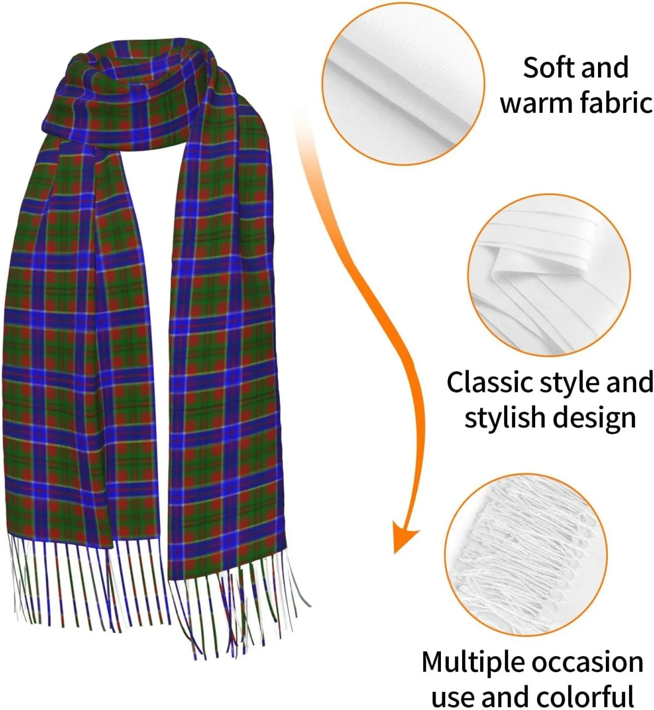 Winter Warm Wrap Shawl The Clan Hunter Tartan Print Scarves Blanket Scarf For Women Men