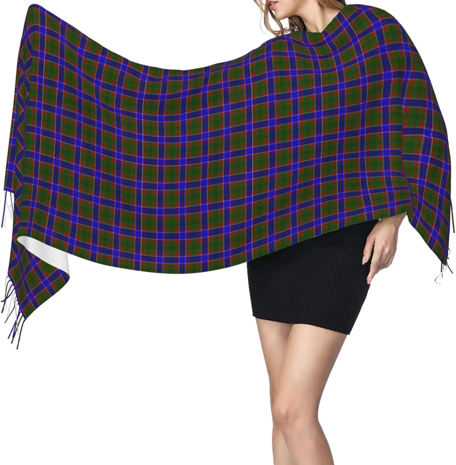 Winter Warm Wrap Shawl The Clan Hunter Tartan Print Scarves Blanket Scarf For Women Men