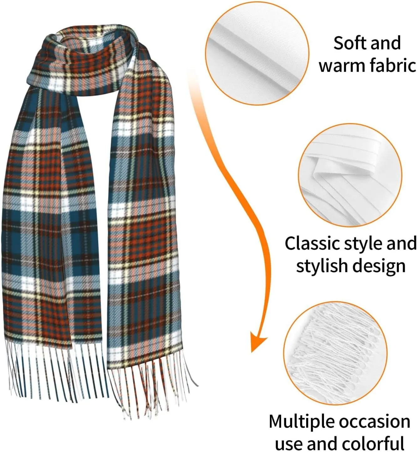 Winter Warm Wrap Shawl The Clan Hunter Tartan Print Scarves Blanket Scarf For Women Men