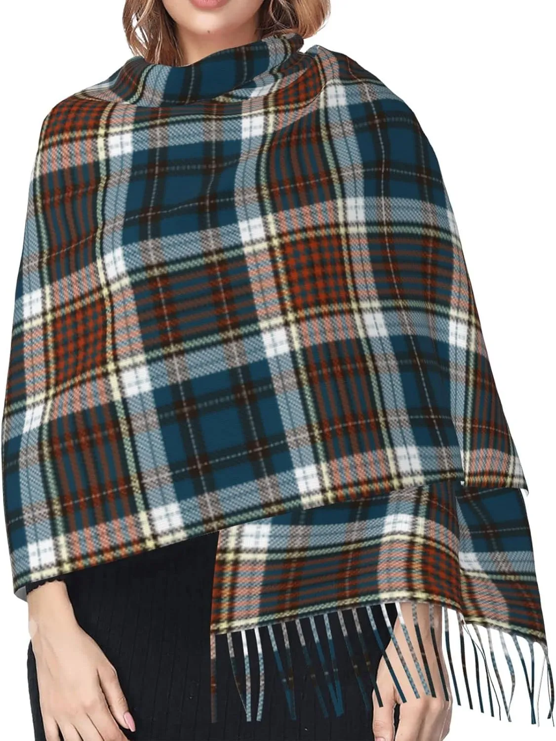 Winter Warm Wrap Shawl The Clan Hunter Tartan Print Scarves Blanket Scarf For Women Men