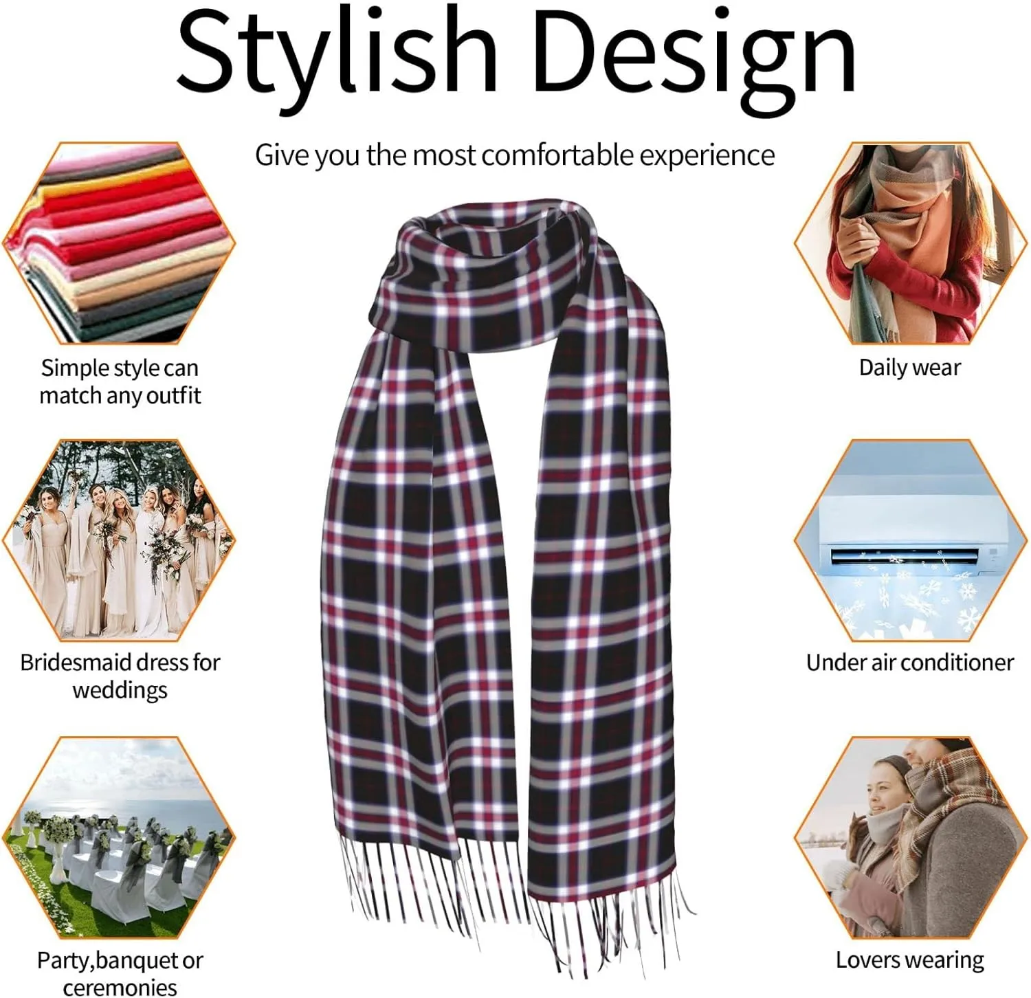 Winter Warm Wrap Shawl The Clan Hunter Tartan Print Scarves Blanket Scarf For Women Men