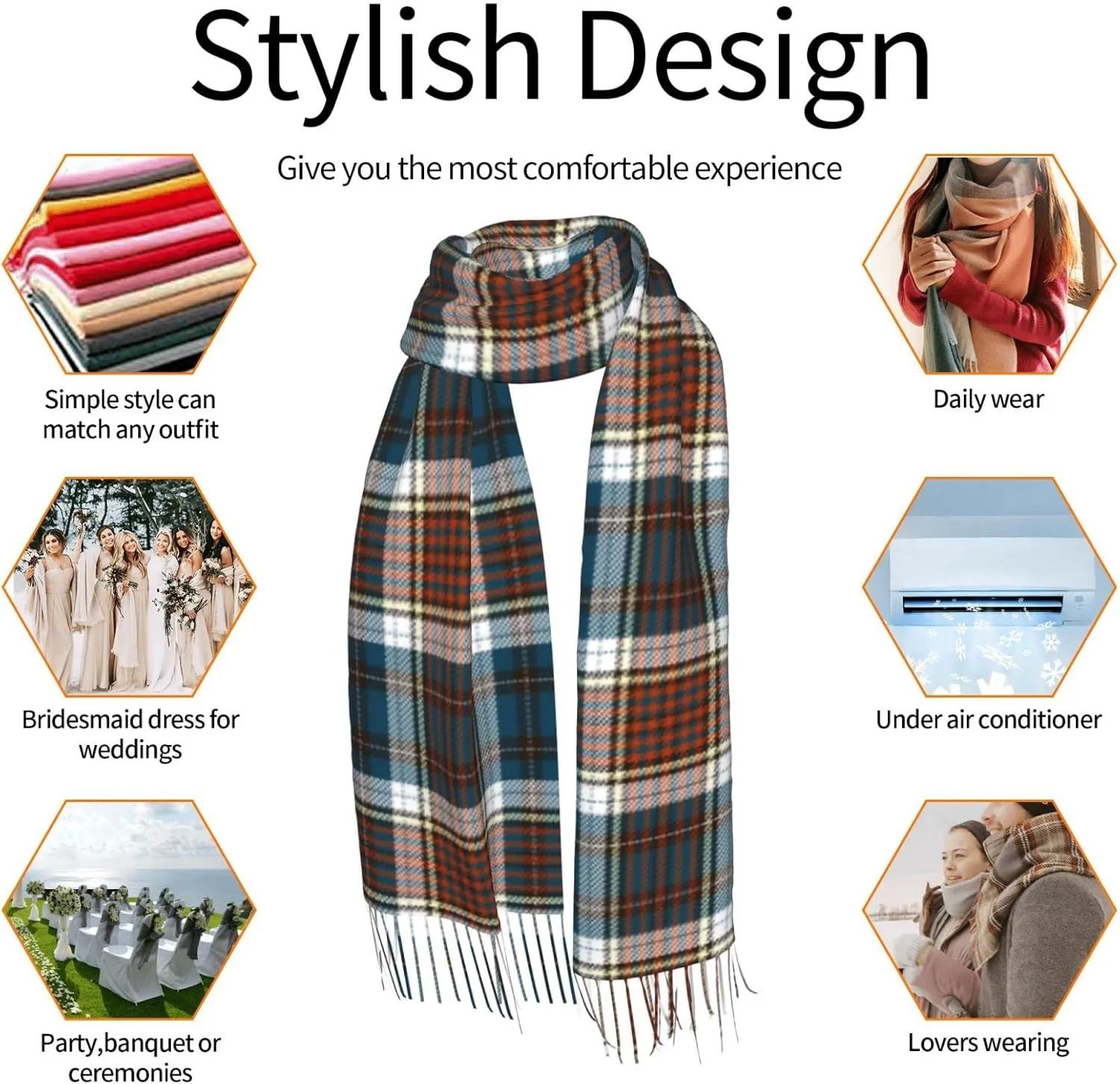 Winter Warm Wrap Shawl The Clan Hunter Tartan Print Scarves Blanket Scarf For Women Men