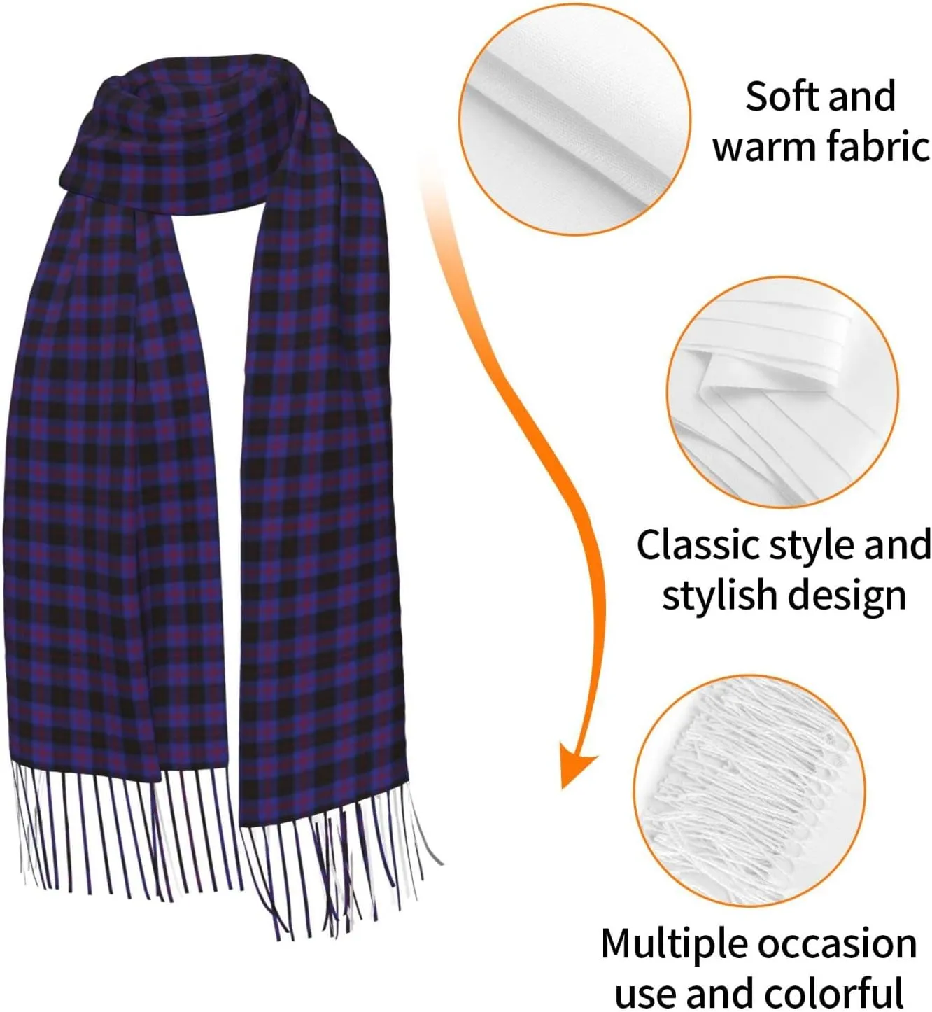 Winter Warm Wrap Shawl The Clan Hunter Tartan Print Scarves Blanket Scarf For Women Men