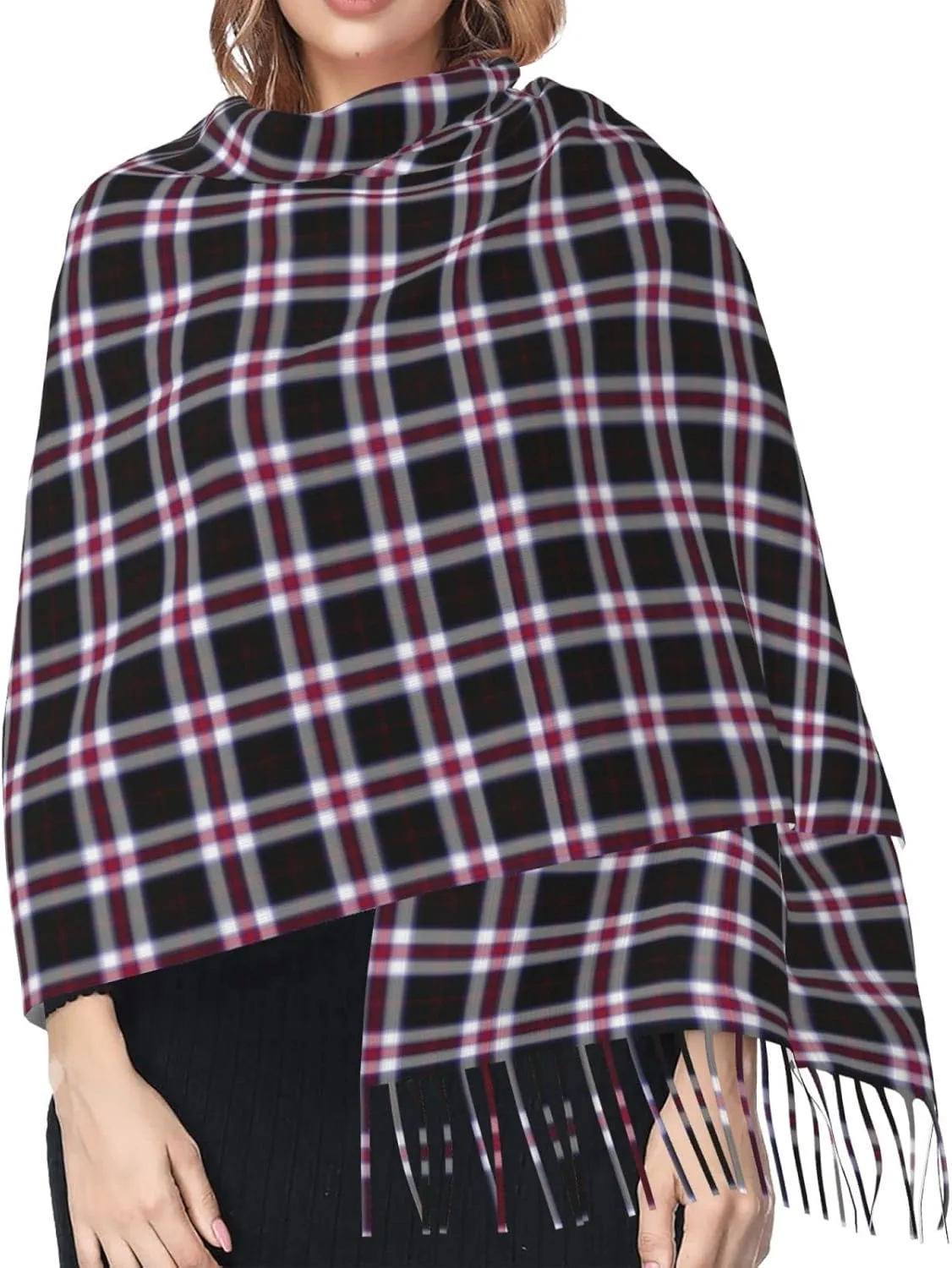 Winter Warm Wrap Shawl The Clan Hunter Tartan Print Scarves Blanket Scarf For Women Men