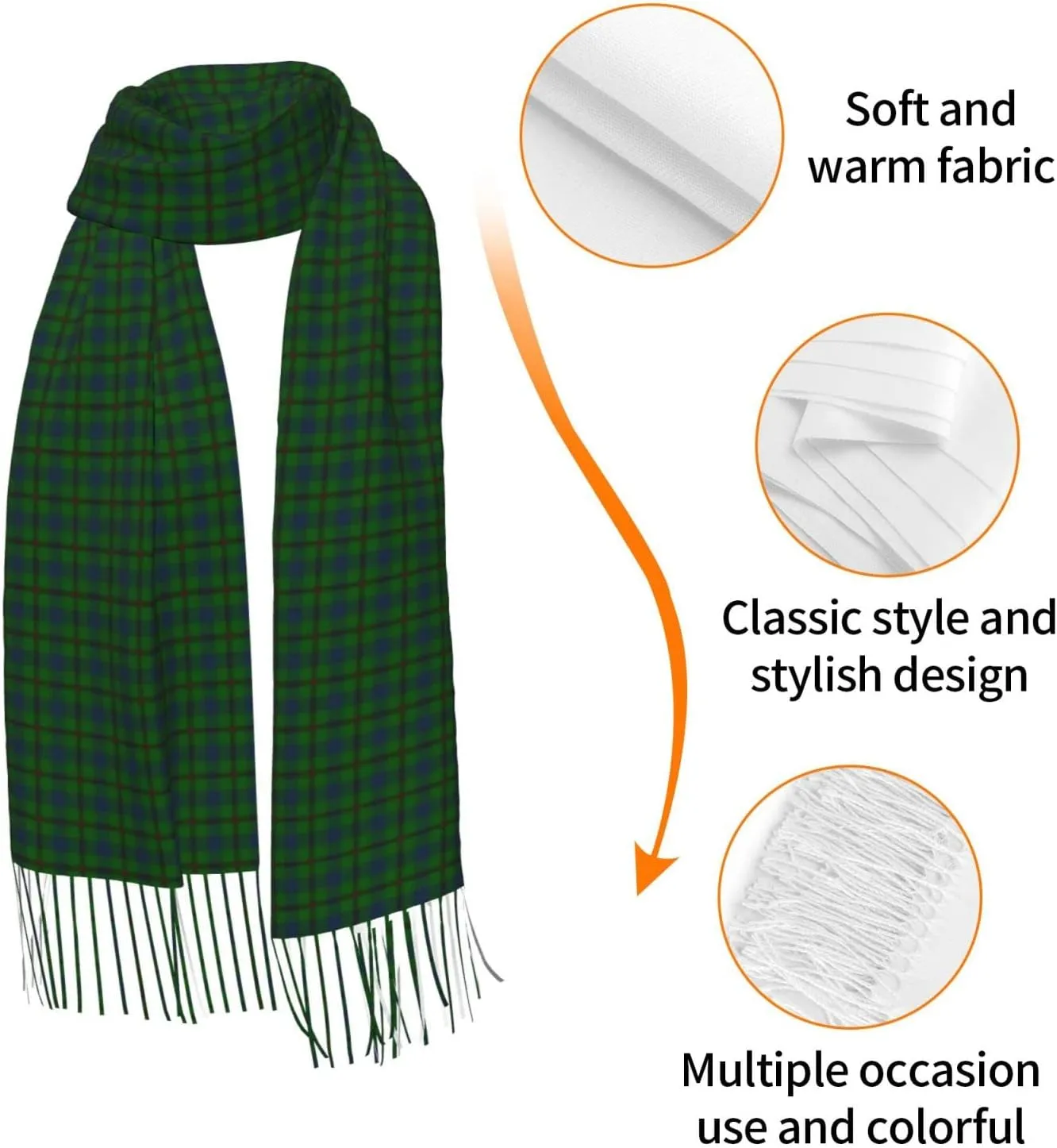 Winter Warm Wrap Shawl The Clan Hunter Tartan Print Scarves Blanket Scarf For Women Men