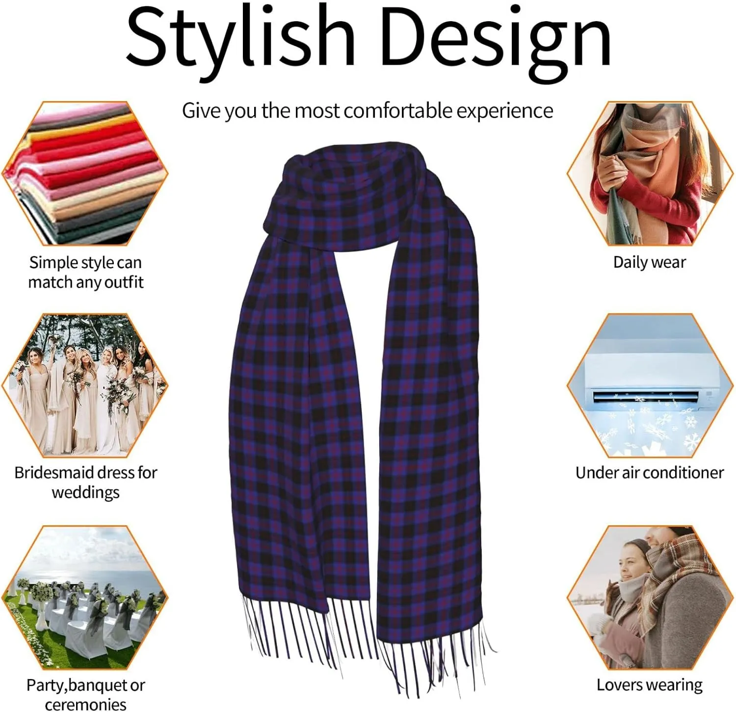 Winter Warm Wrap Shawl The Clan Hunter Tartan Print Scarves Blanket Scarf For Women Men