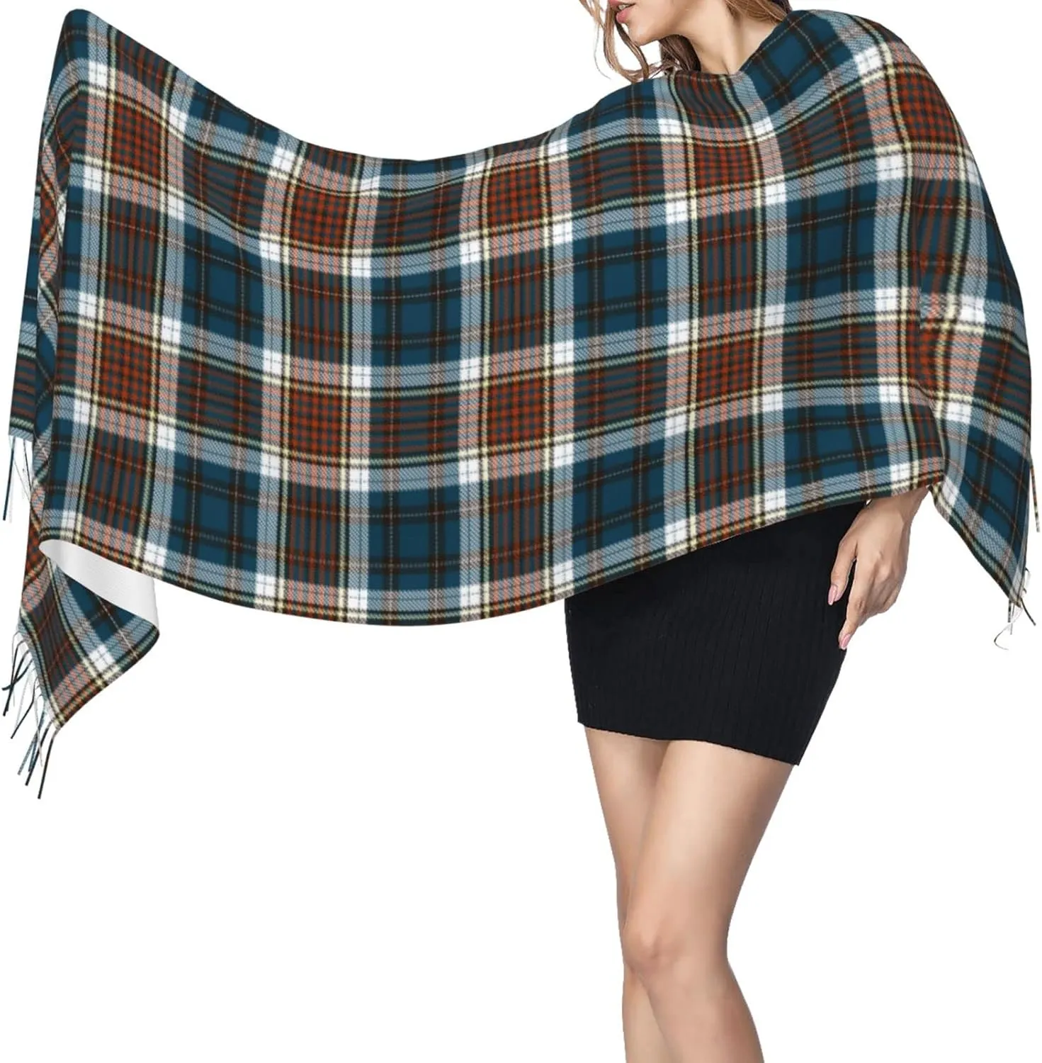 Winter Warm Wrap Shawl The Clan Hunter Tartan Print Scarves Blanket Scarf For Women Men