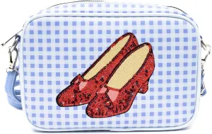 Wizard of Oz Bag, Crossbody, The Wizard of Oz Dorothy Sequined Ruby Slippers with Toto Pose, Blue, Vegan Leather