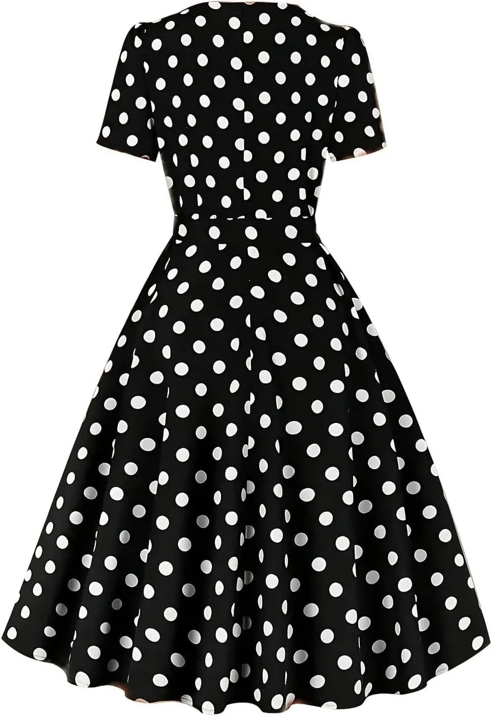 Women 50s Vintage Polka Dot Square Neck Cocktail Swing Dress 1950s Rockabilly Hepburn Prom Tea Party Dresses with Belt