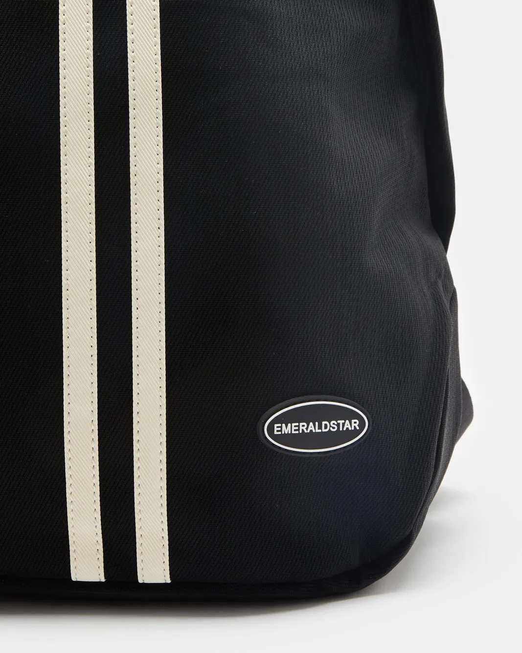 Women Black Striped Backpack