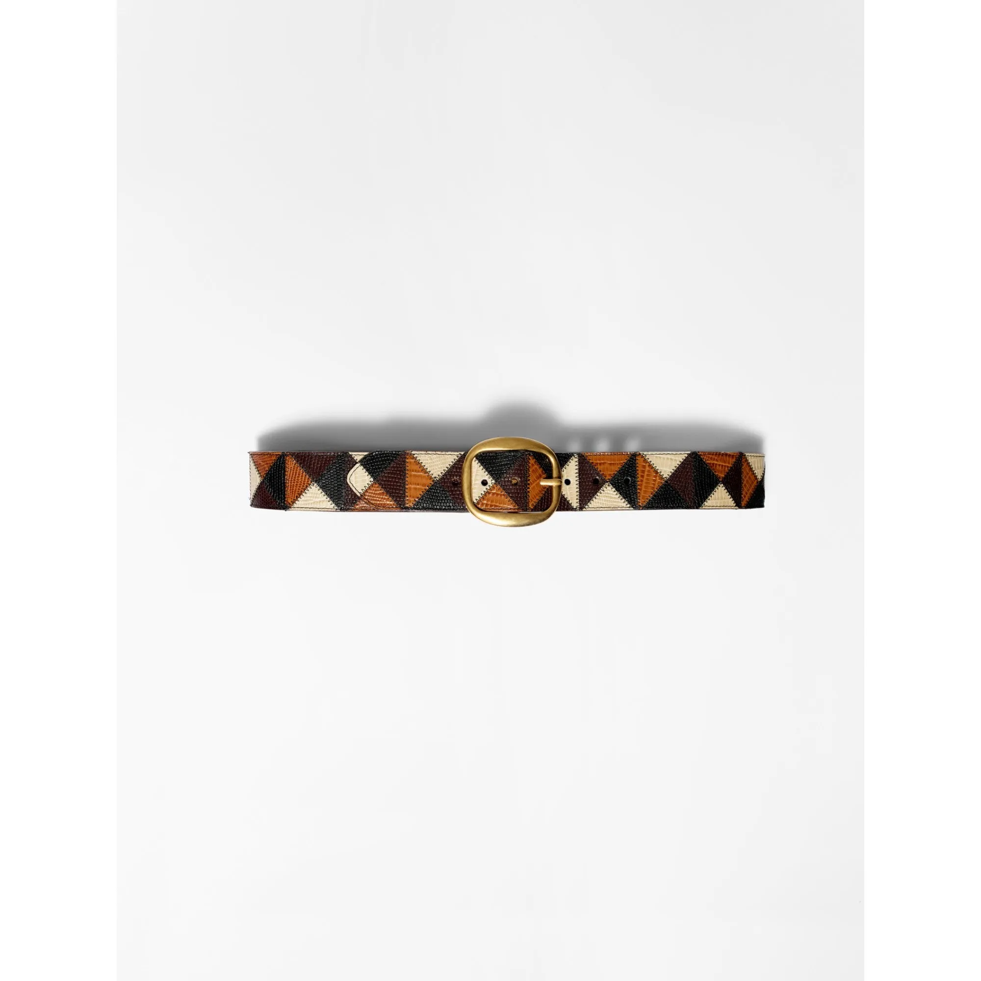 Women Leather And Suede Patchwork Belt - Black/Camel