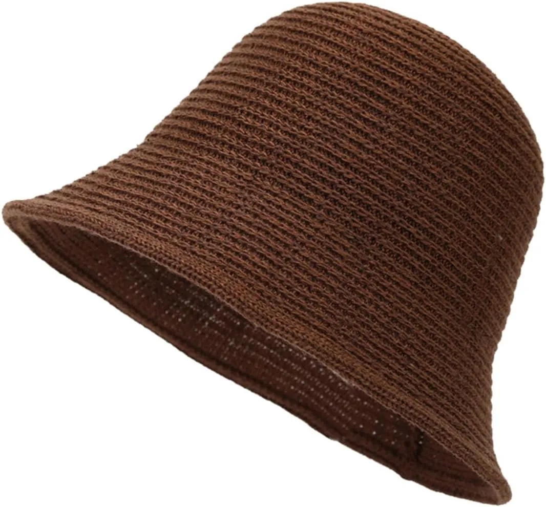 Women Mesh Woven Bucket Hat, Crochet Bucket Hat for Women Beach Hat, Trendy Sun Hat Packable Foldable