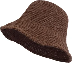 Women Mesh Woven Bucket Hat, Crochet Bucket Hat for Women Beach Hat, Trendy Sun Hat Packable Foldable