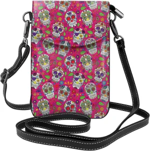 Women PU Leather Kawaii Embroidered Cute Mini Strawberry Print Crossbody Cell phone Bag/Coin Purse