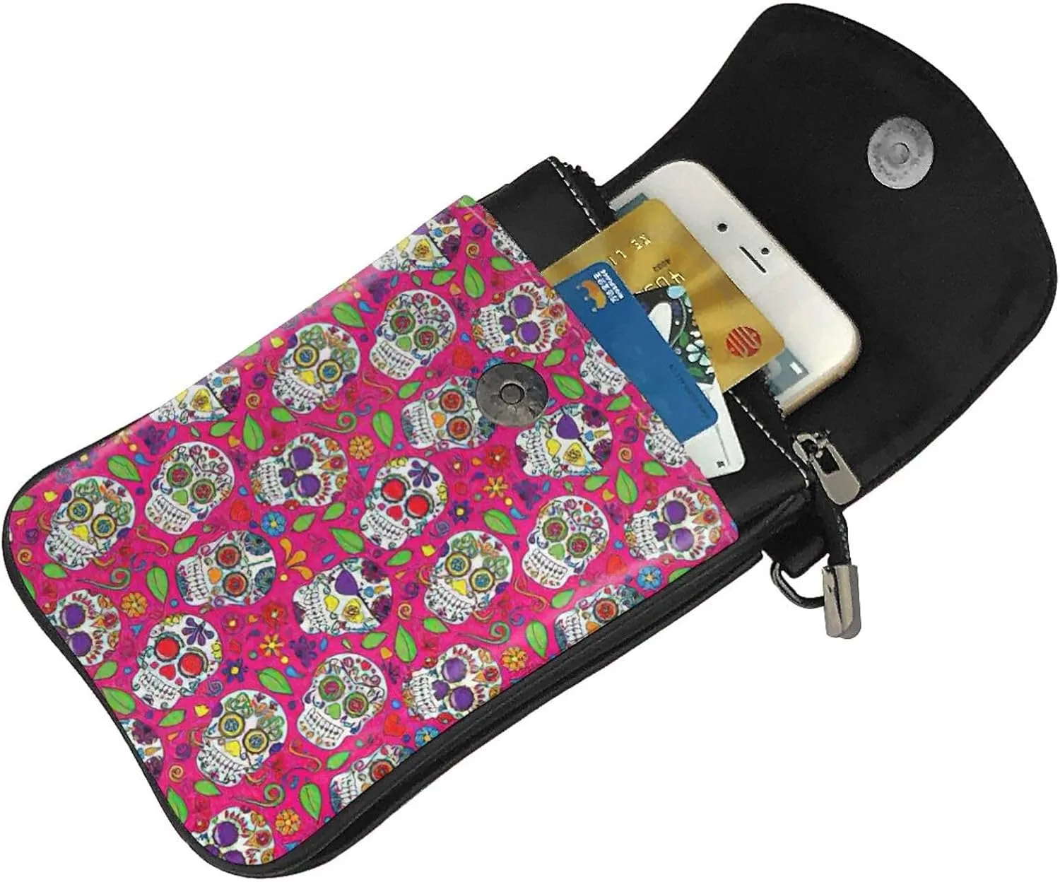 Women PU Leather Kawaii Embroidered Cute Mini Strawberry Print Crossbody Cell phone Bag/Coin Purse
