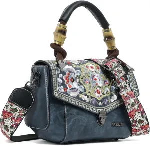 Women Satchel Vintage Retro Embroidery Sling Bag