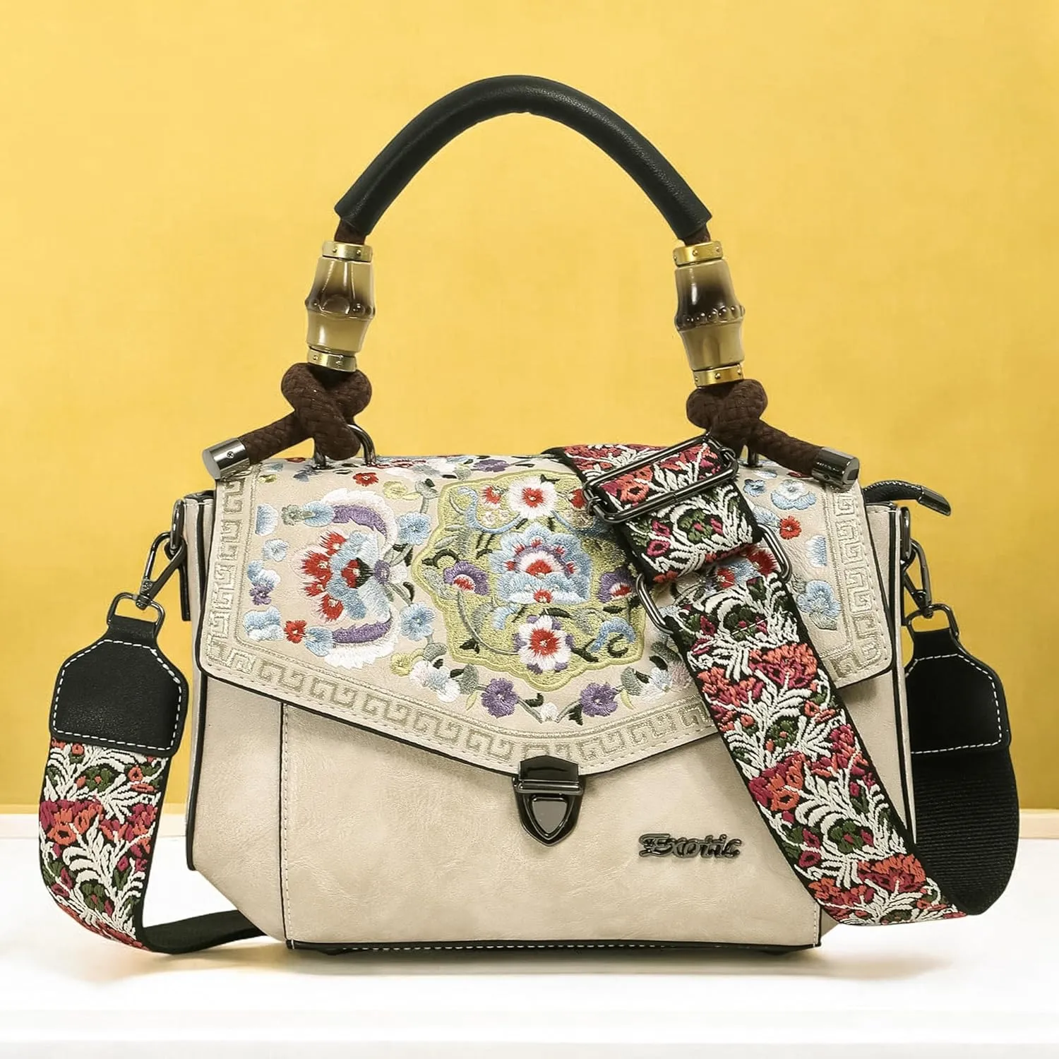 Women Satchel Vintage Retro Embroidery Sling Bag