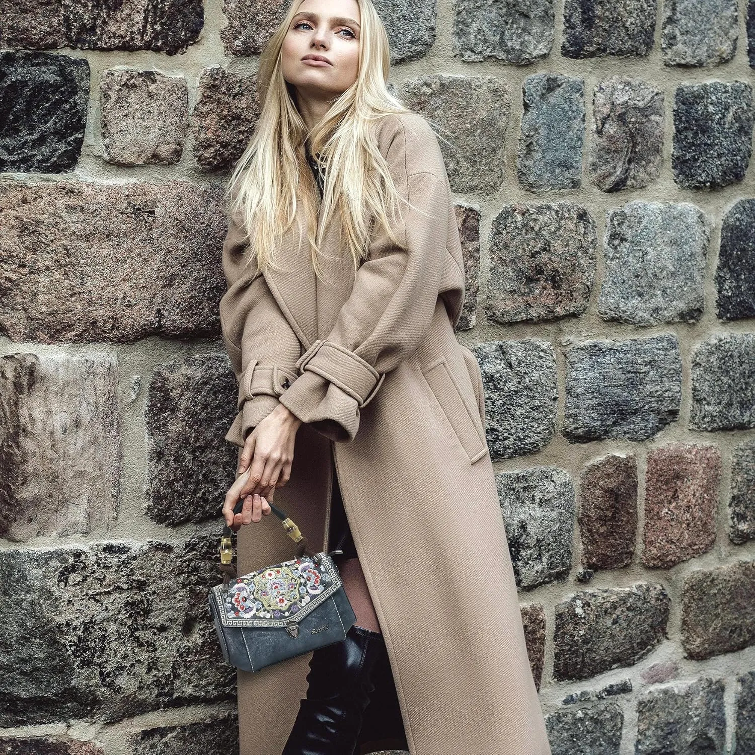 Women Satchel Vintage Retro Embroidery Sling Bag