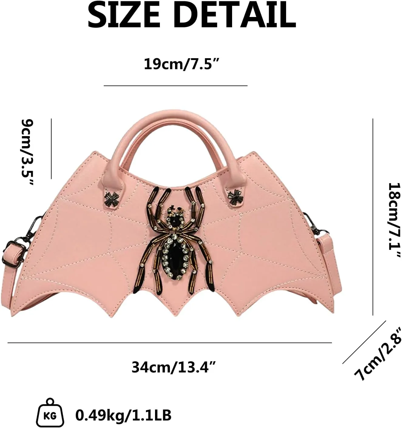 Women Spider Web Purse Novelty Bat Wing Shoulder Bag Unique Halloween Crossbody Bag PU Leather Horror Goth Hangbag