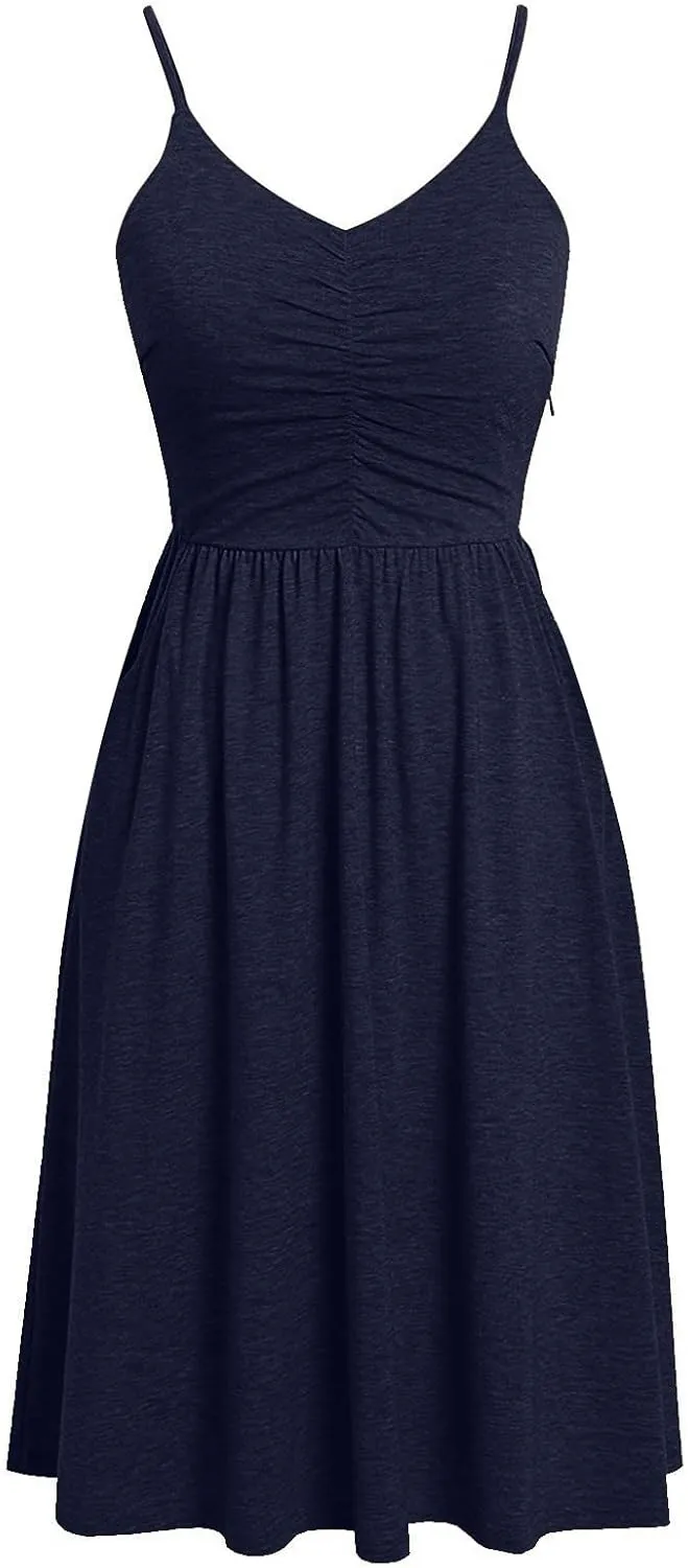 Women Summer Dresses Spaghetti Strap Simple Solid Color Sundresses Trendy Loose Casual Vacation Short Dresses