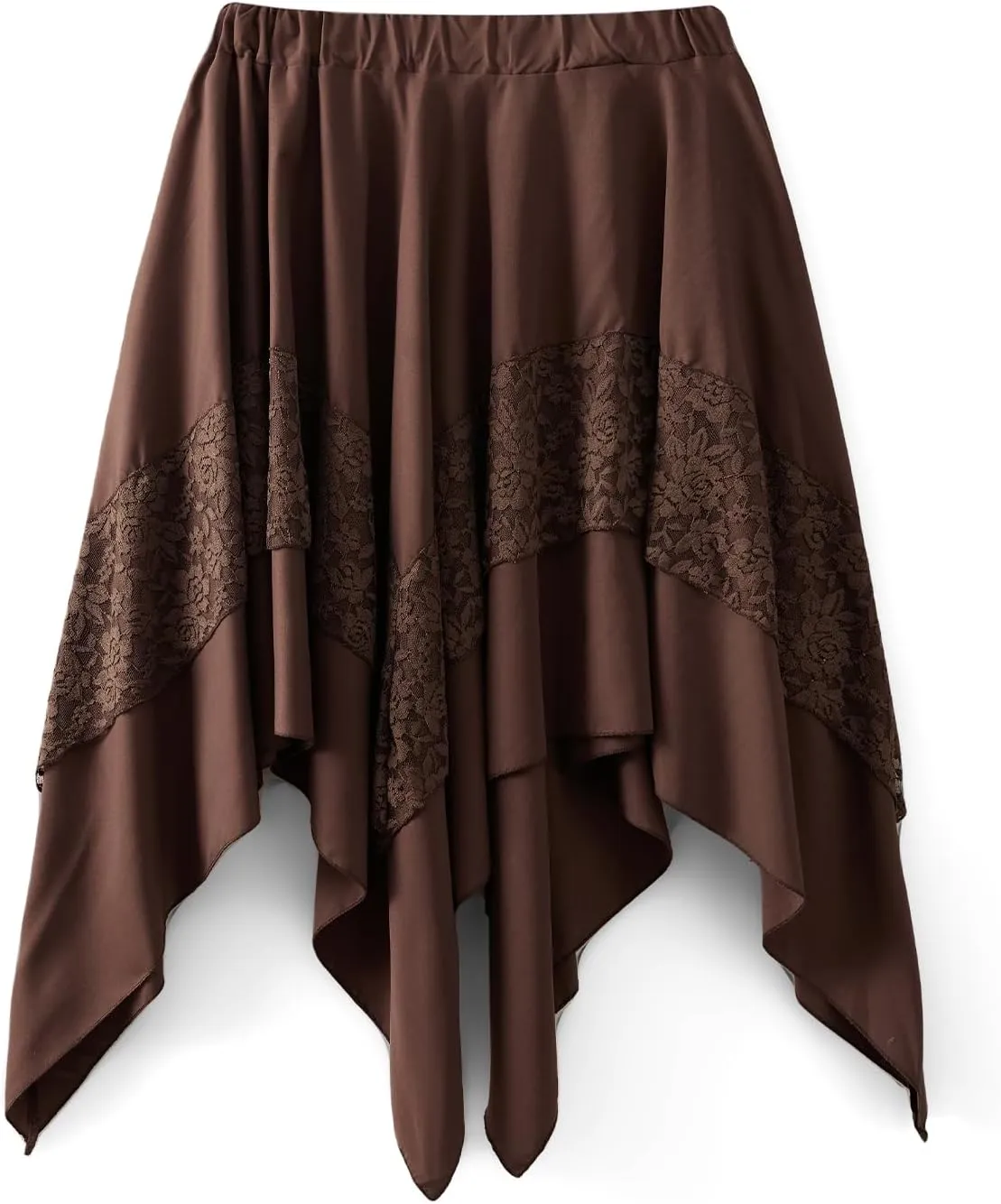 Women Vintage Steampunk Asymmetrical Lace Patchwork Midi Skirt Renaissance Y2k Flowy Fairy Layered Cosplay Costume