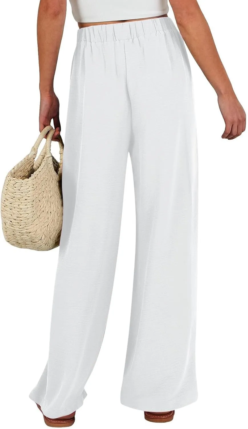 Women Wide Leg Pants 2025 Summer High Waist Casual Trousers with Belt Loose Lounge Beach Travel Vacation Clothes