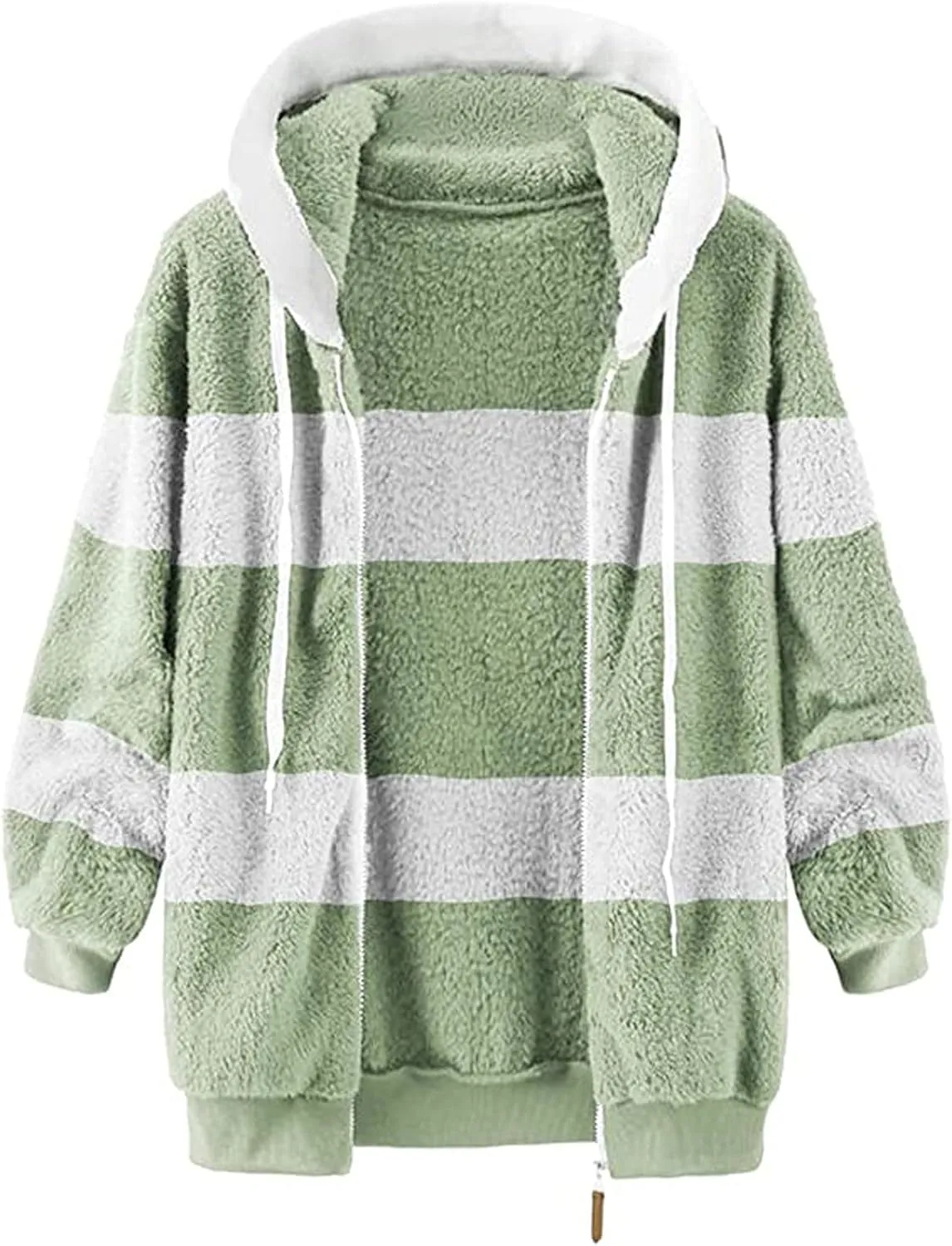 Womens 2024 Winter Fuzzy Fleece Jacket Fur Fluffy Hooded Jacket Coat Color Block Patchwork Coats Warm Overcoat Outwear