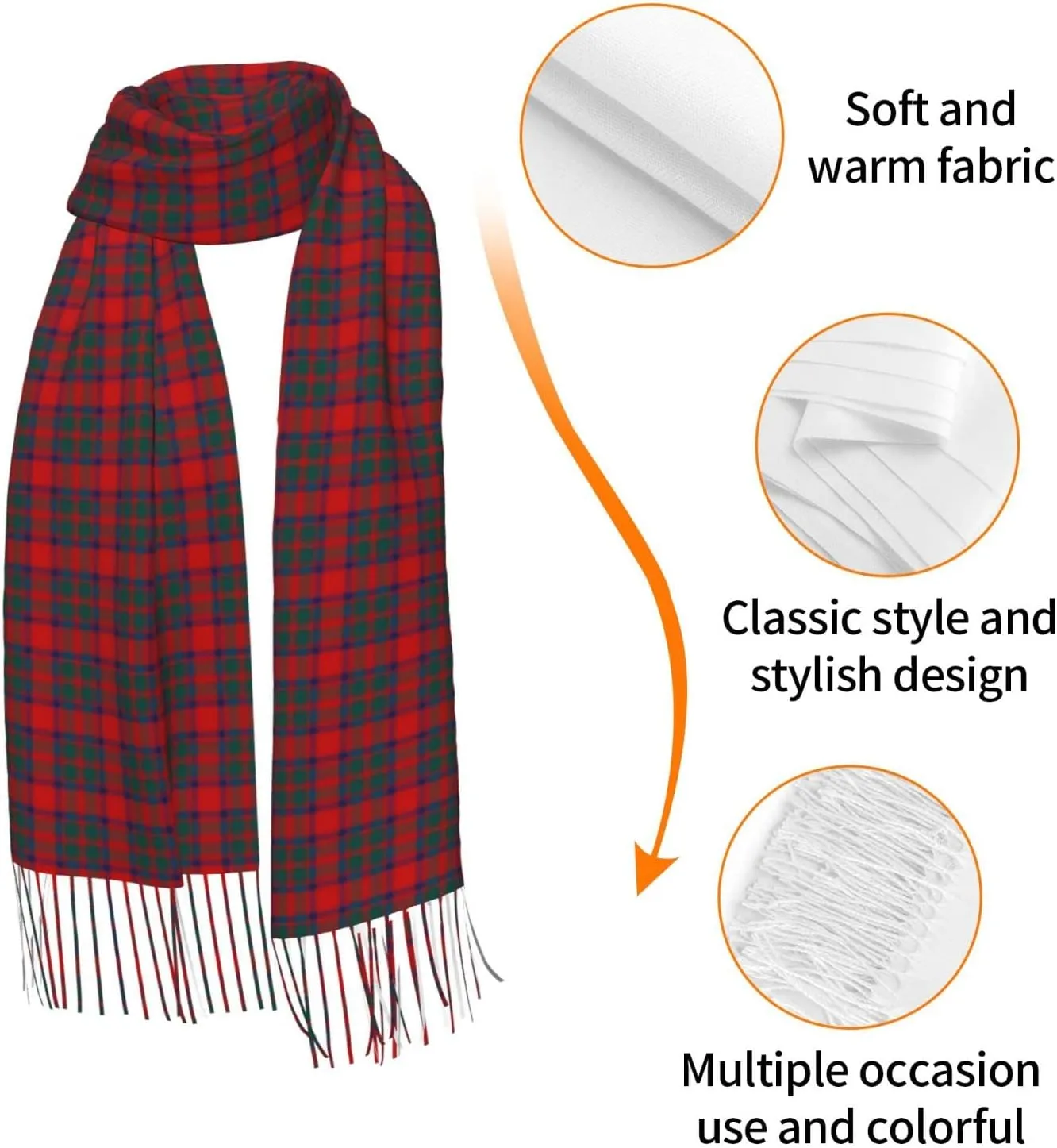 Women's Fashion Plaid Cashmere Feel with Tassel Large scarf warm party shawl Wraps