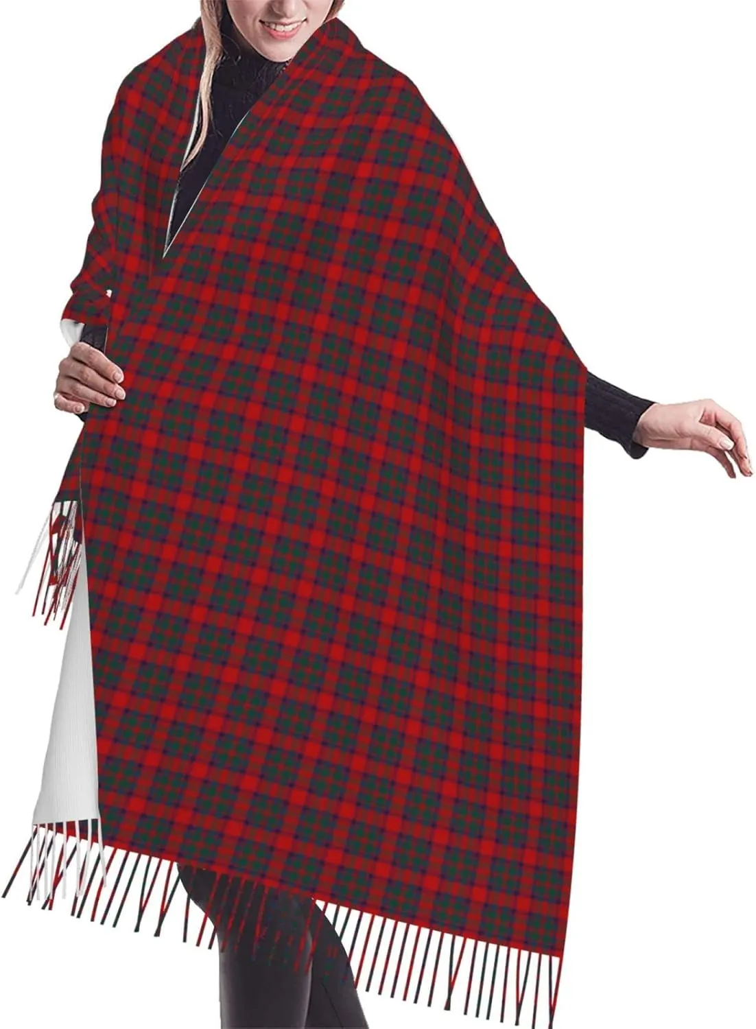 Women's Fashion Plaid Cashmere Feel with Tassel Large scarf warm party shawl Wraps