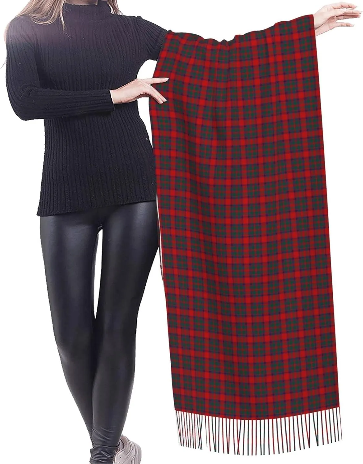 Women's Fashion Plaid Cashmere Feel with Tassel Large scarf warm party shawl Wraps
