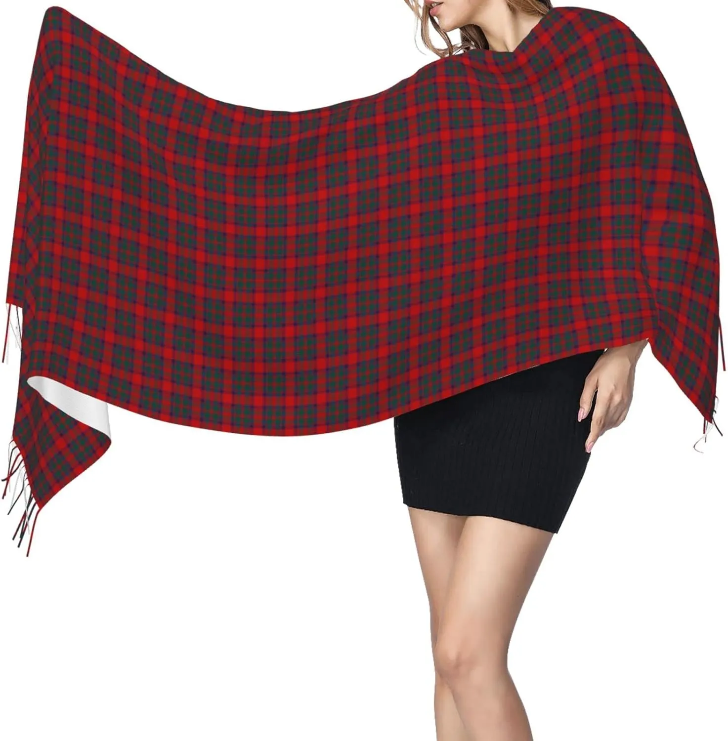 Women's Fashion Plaid Cashmere Feel with Tassel Large scarf warm party shawl Wraps