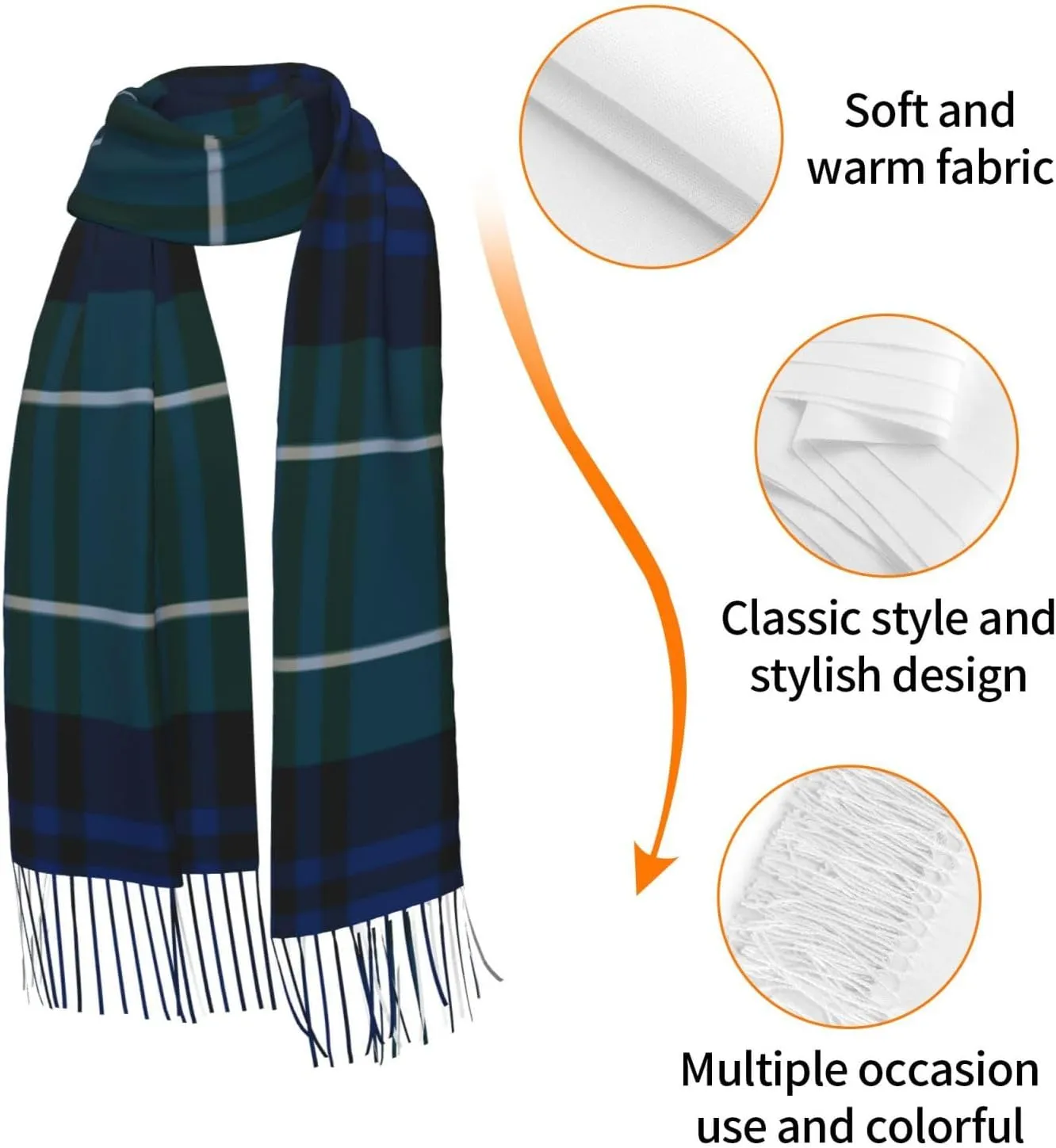 Women's Fashion Plaid Cashmere Feel with Tassel Large scarf warm party shawl Wraps
