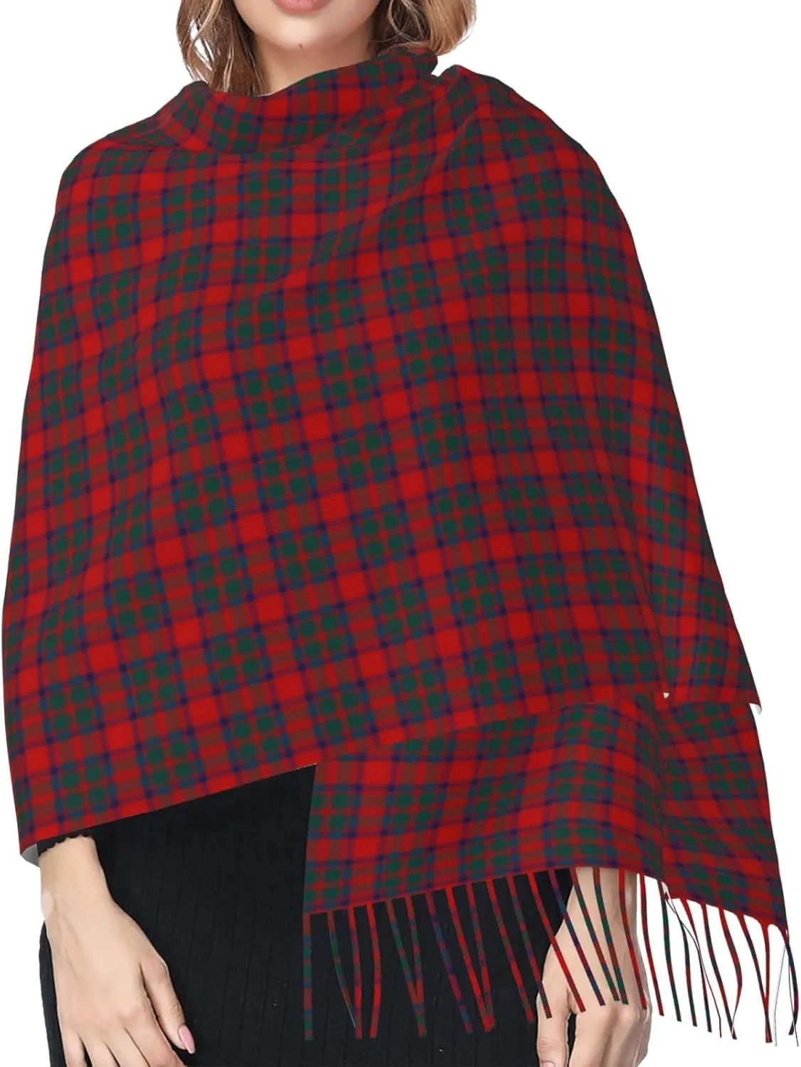 Women's Fashion Plaid Cashmere Feel with Tassel Large scarf warm party shawl Wraps