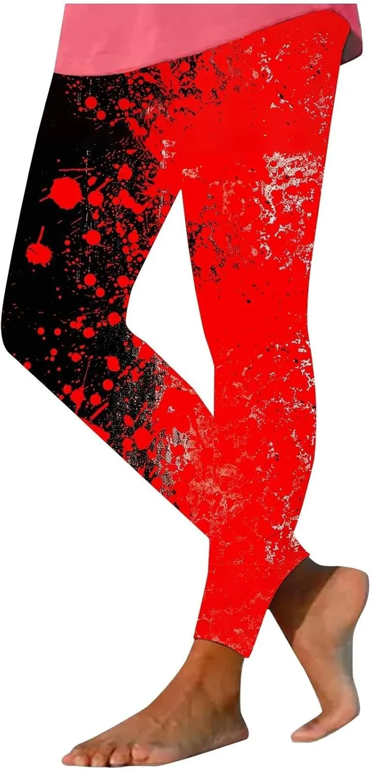 Women's Halloween Pumpkin Leggings High Waist Slim Leggings Yoga Pants Stretchy Athletic Legging Tights Halloween