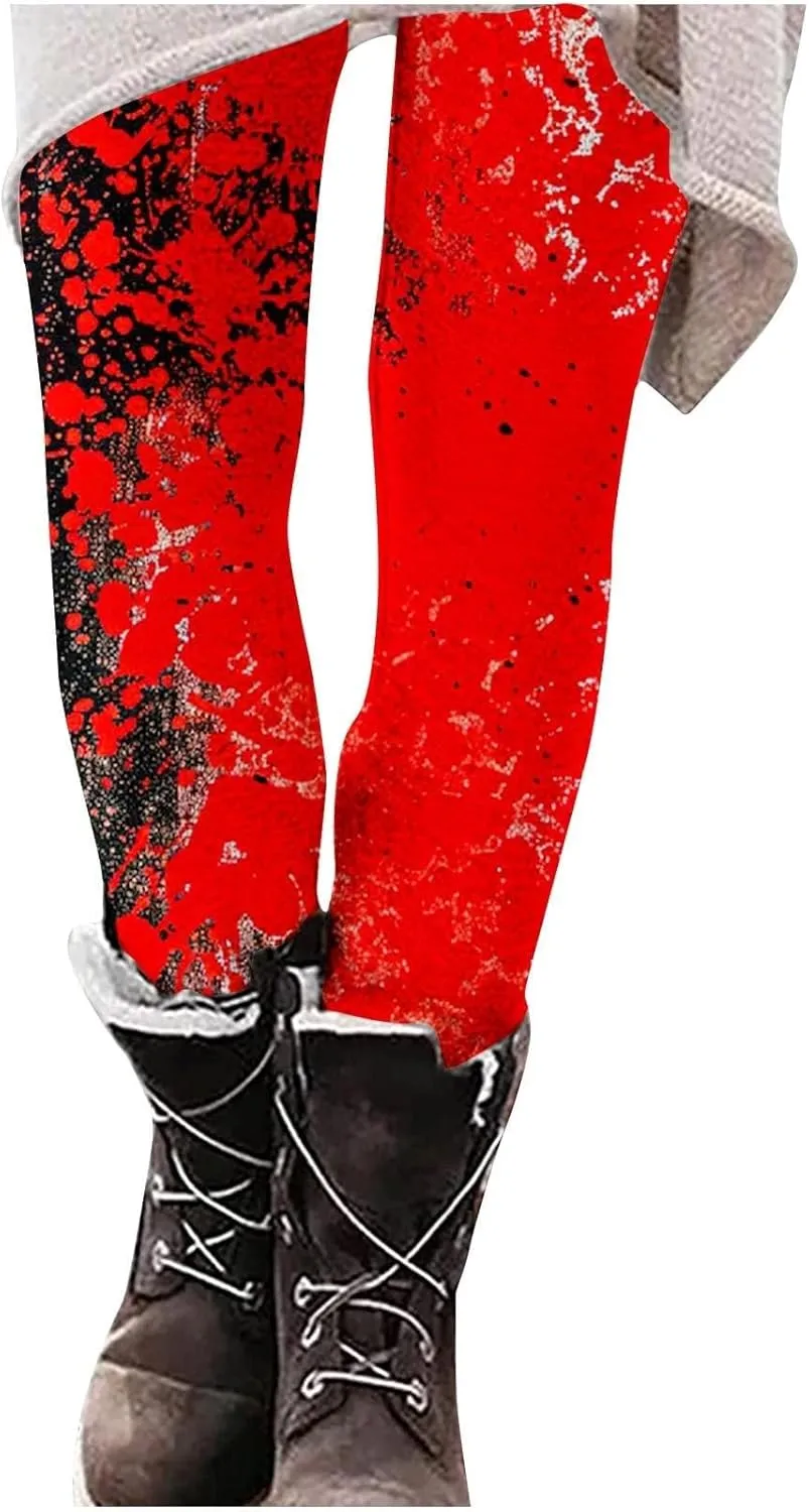 Women's Halloween Pumpkin Leggings High Waist Slim Leggings Yoga Pants Stretchy Athletic Legging Tights Halloween