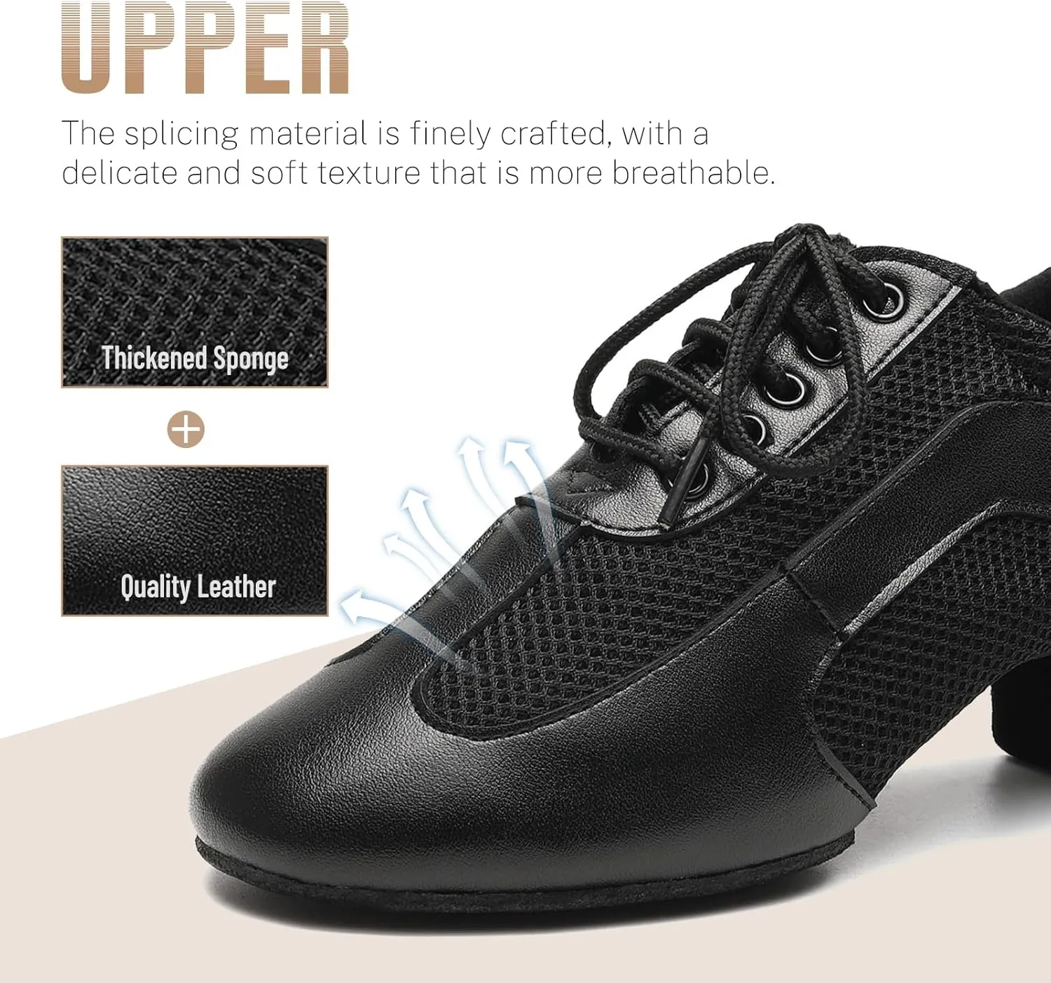 Women's Latin Dance Practice Shoes Closed Toe Ballroom Salsa Modern Dance Teaching Shoes with 2.5inch Heel