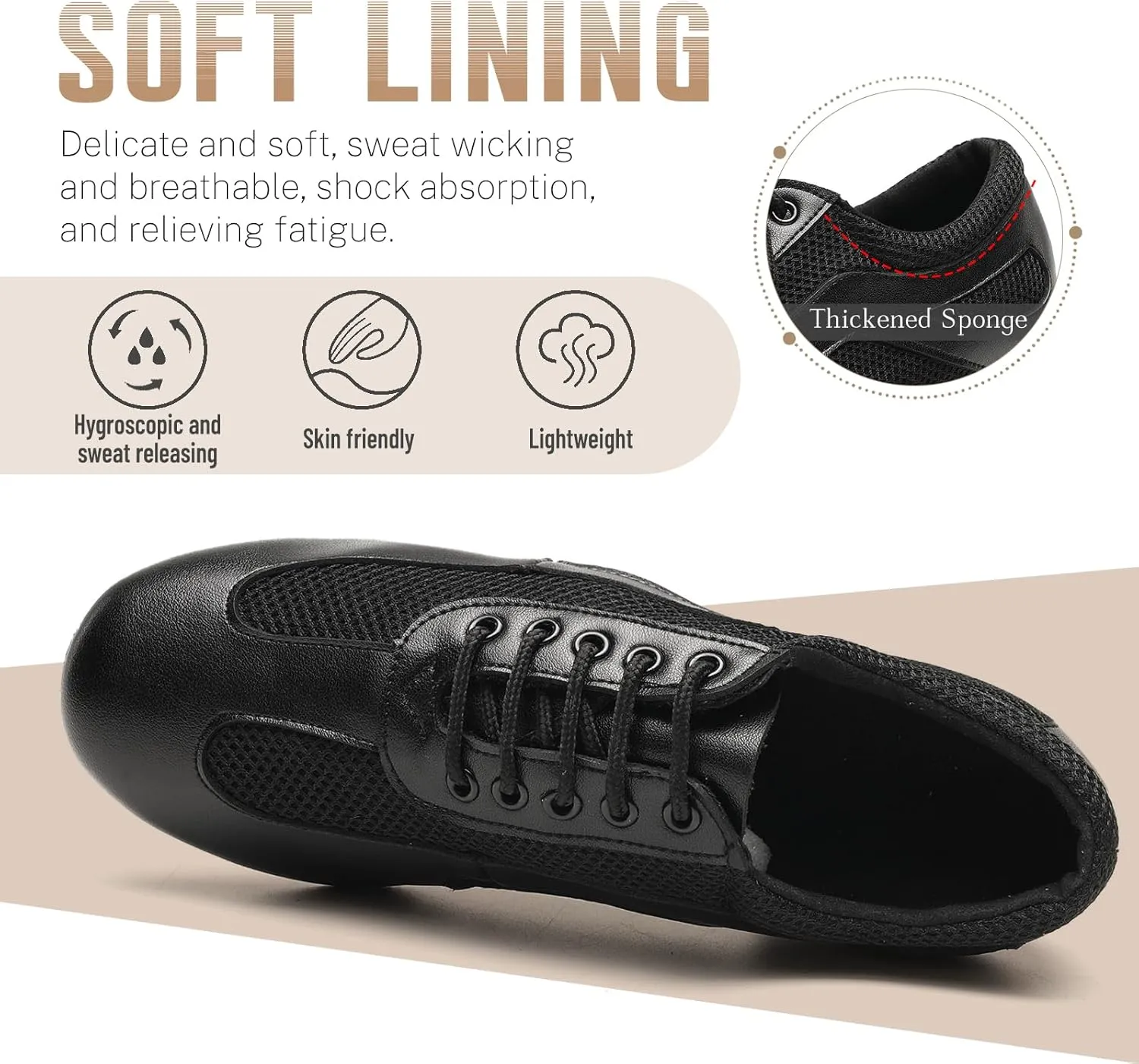 Women's Latin Dance Practice Shoes Closed Toe Ballroom Salsa Modern Dance Teaching Shoes with 2.5inch Heel