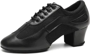 Women's Latin Dance Practice Shoes Closed Toe Ballroom Salsa Modern Dance Teaching Shoes with 2.5inch Heel