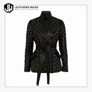 Womens Leather Jacket with Studs