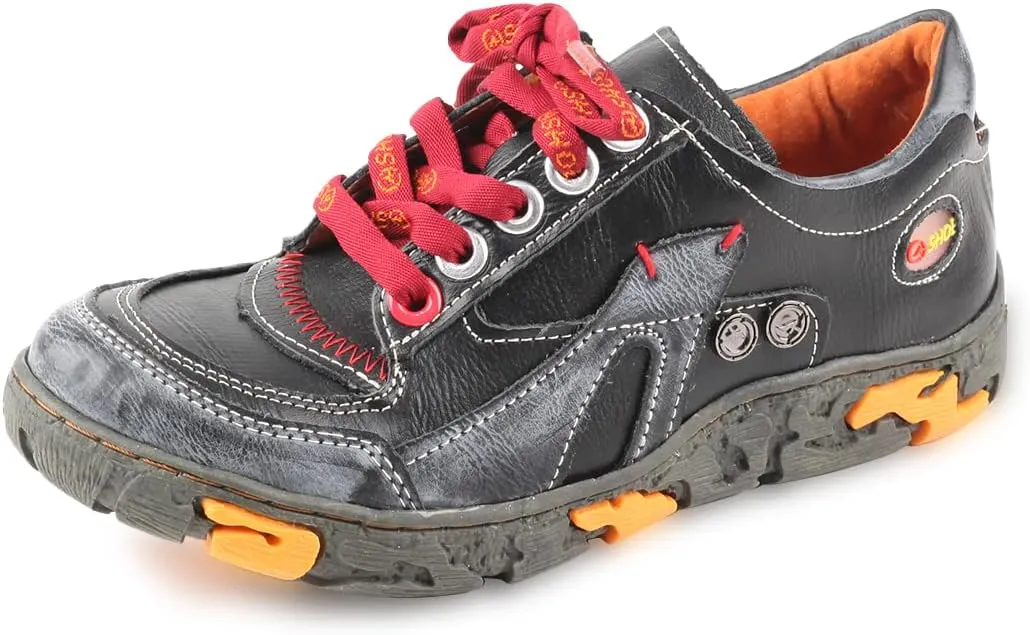 Women's Leather Patchwork Shoes Lace-Up Casual Shoes