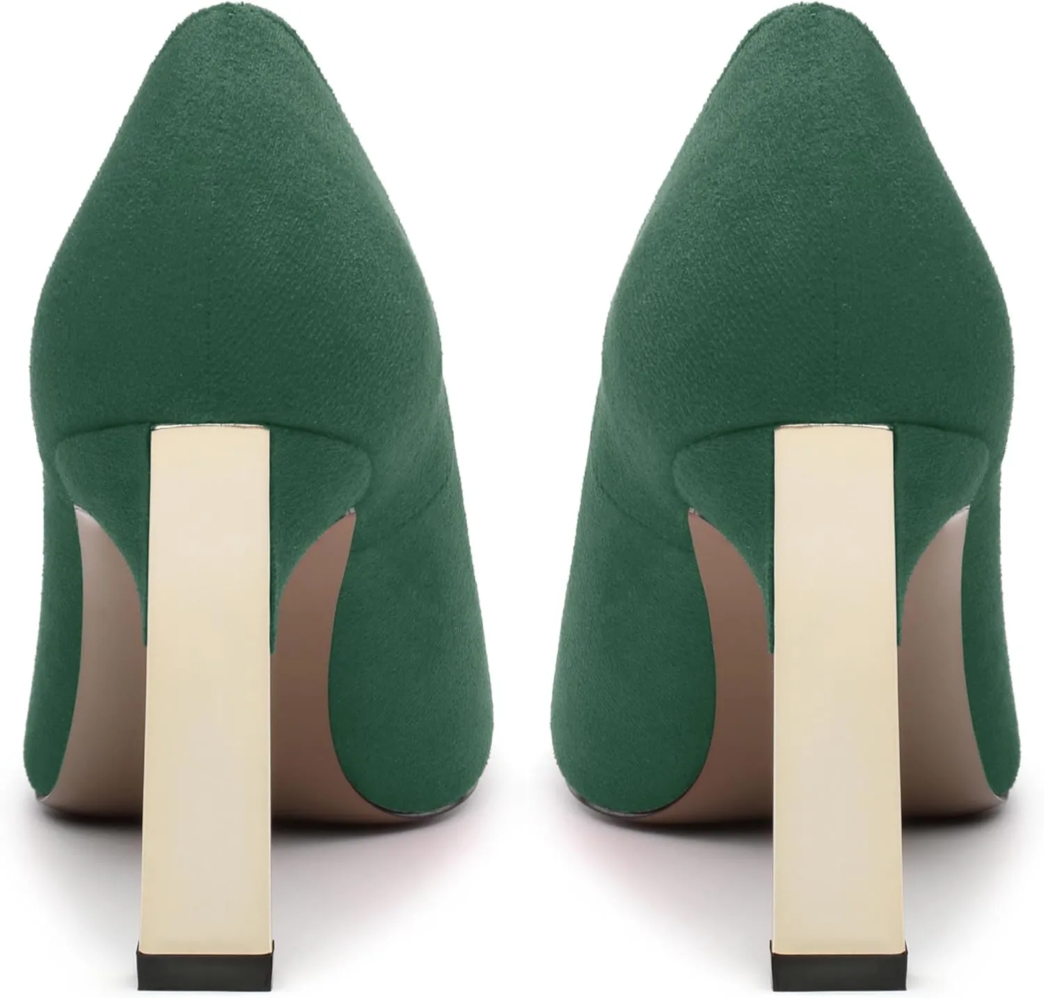 Women's Pumps, Square Toe High Heels, Fashion Patchwork Color Slip On Chunky Heel Shoes for Women