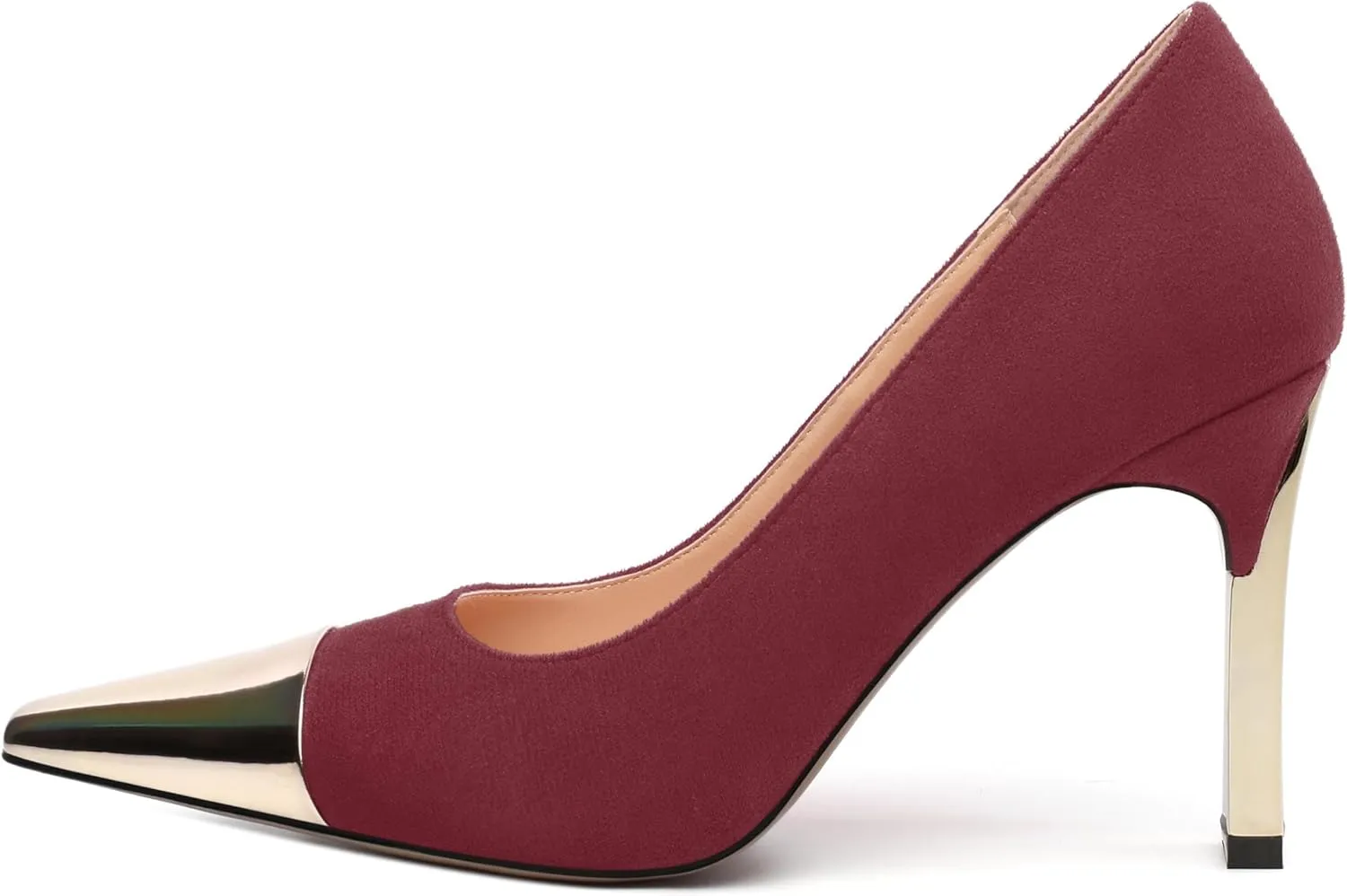 Women's Pumps, Square Toe High Heels, Fashion Patchwork Color Slip On Chunky Heel Shoes for Women