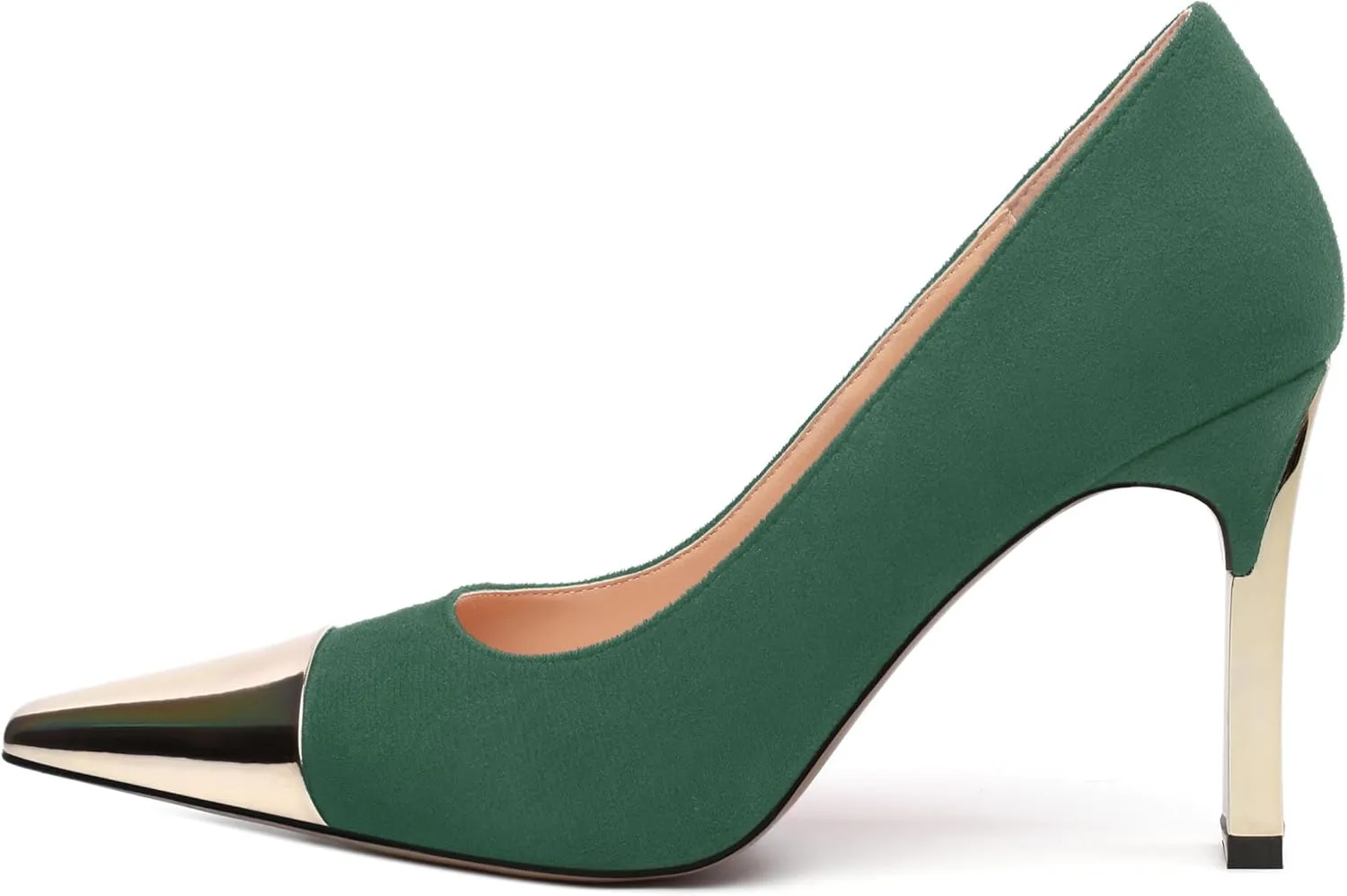 Women's Pumps, Square Toe High Heels, Fashion Patchwork Color Slip On Chunky Heel Shoes for Women