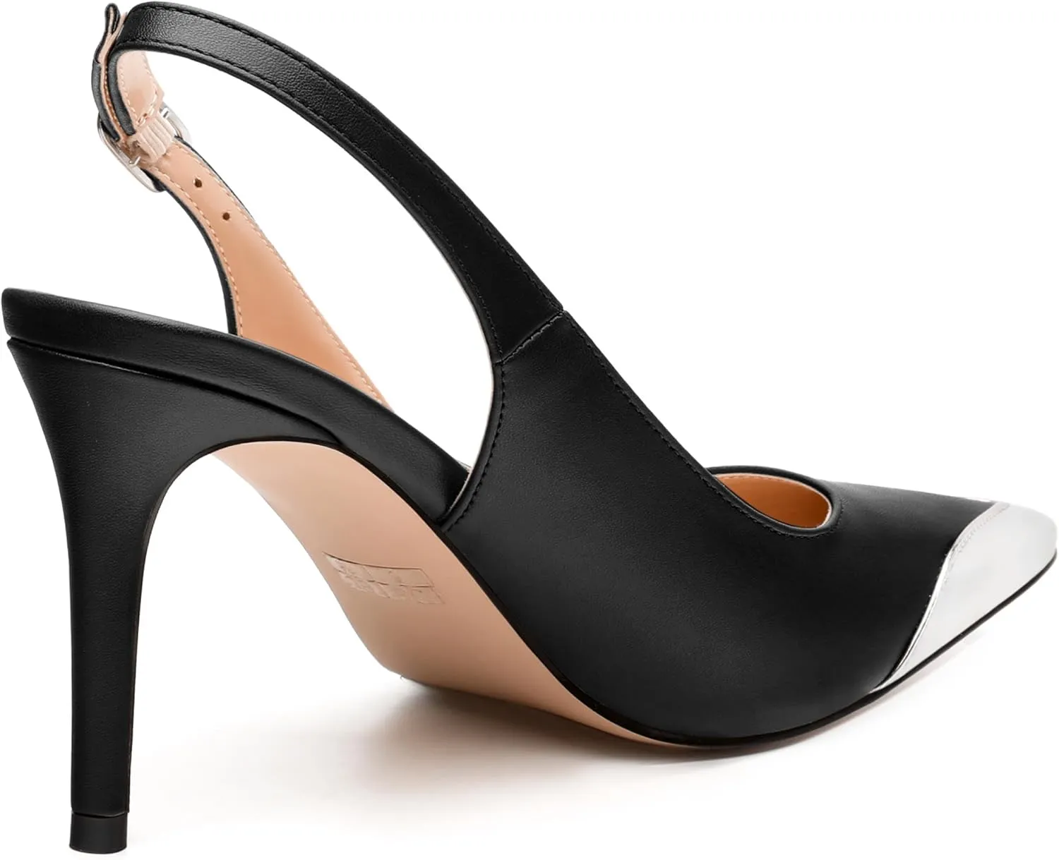Women's Pumps, Two Toned Patchwork Pointed Toe Stiletto High Heels, Fashion Slingback Buckle Pumps, Daily Working Party Shoes for Women