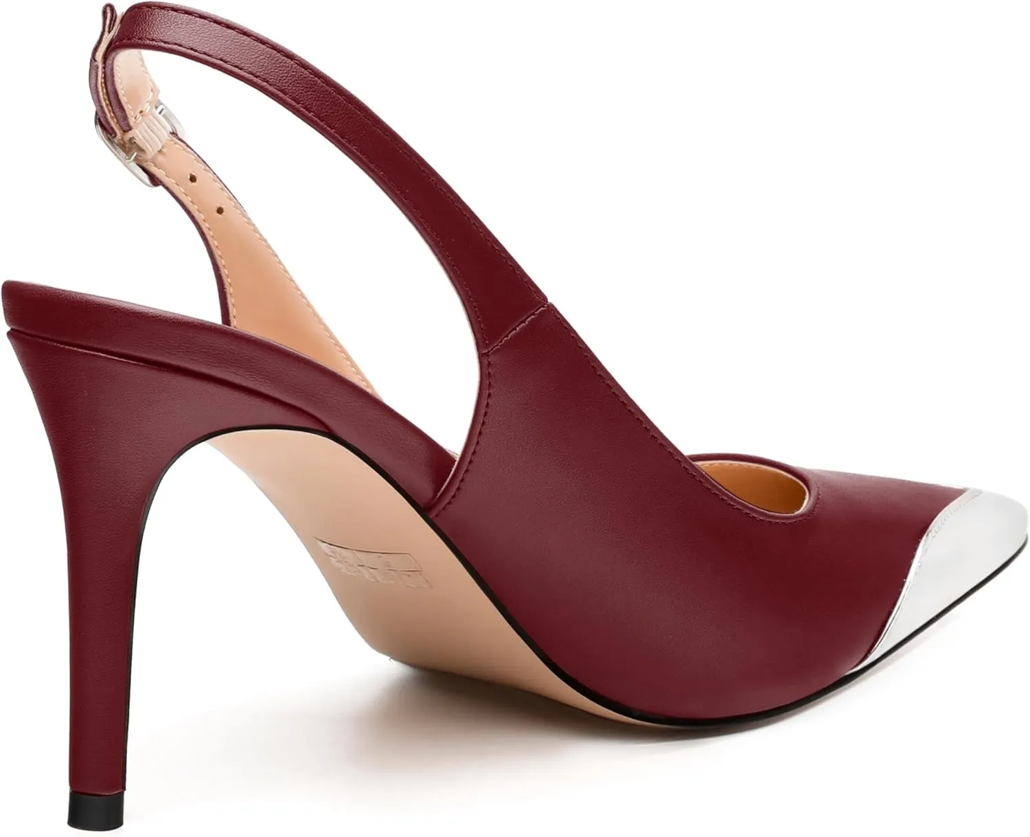 Women's Pumps, Two Toned Patchwork Pointed Toe Stiletto High Heels, Fashion Slingback Buckle Pumps, Daily Working Party Shoes for Women
