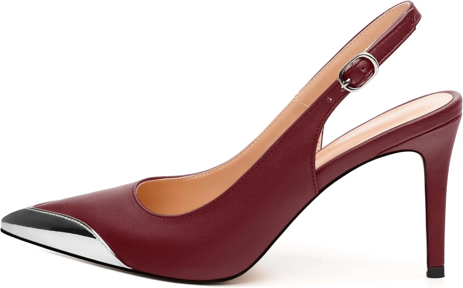 Women's Pumps, Two Toned Patchwork Pointed Toe Stiletto High Heels, Fashion Slingback Buckle Pumps, Daily Working Party Shoes for Women
